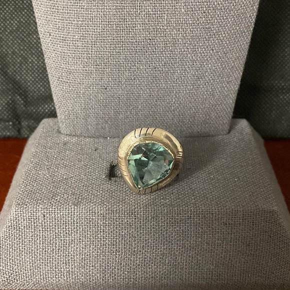 Vintage Sterling 925 silver cocktail ring with aquamarine stone. Size 8 - Picture 2 of 12